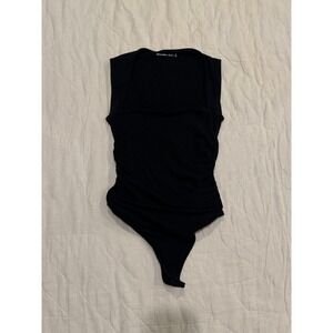Abercrombie & Fitch Ava Top Bodysuit Black Square Neck Ruched Sleeveless Small